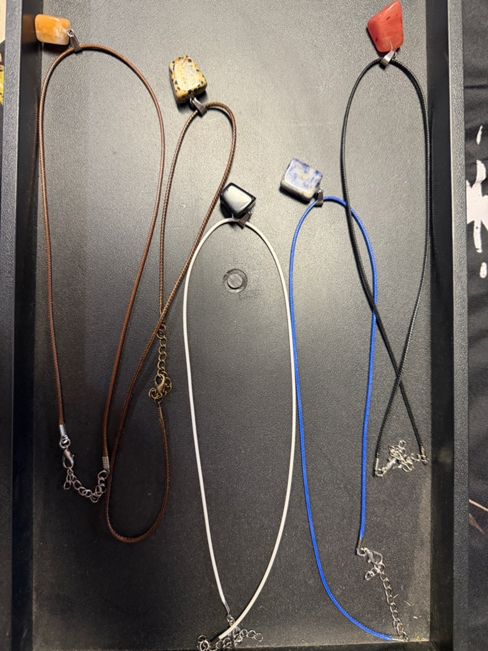 Stone Pendant Cord Necklaces - Multicolor Set